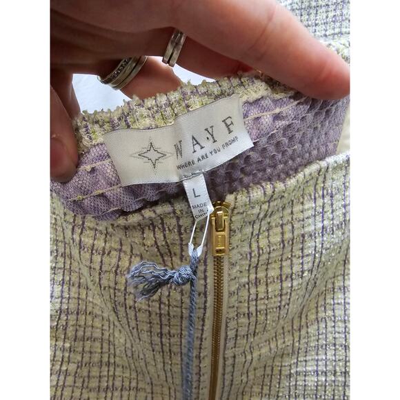 NWT WAYF light green glittery tweed corset style crop top miniskirt set large - Picture 2 of 12